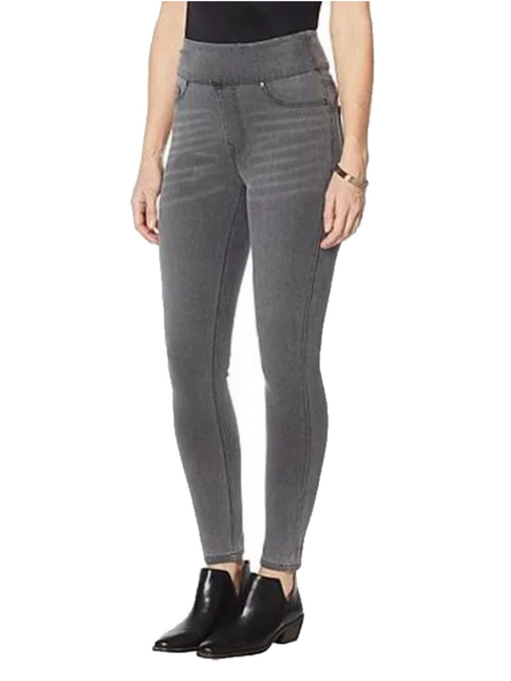 DG2 by Diane Gilman Classic Stretch Skinny Denim Jegging Gray - medium